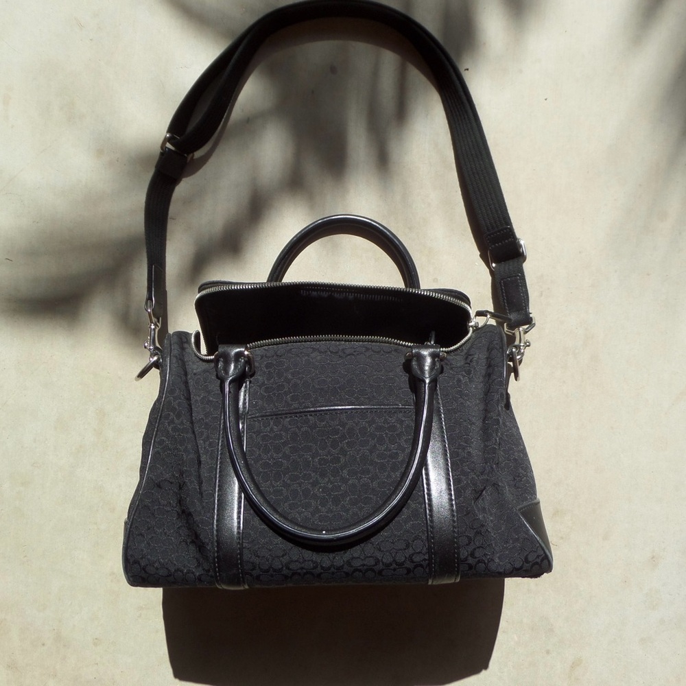 Coach Black Leather Satchel with Sleek Design